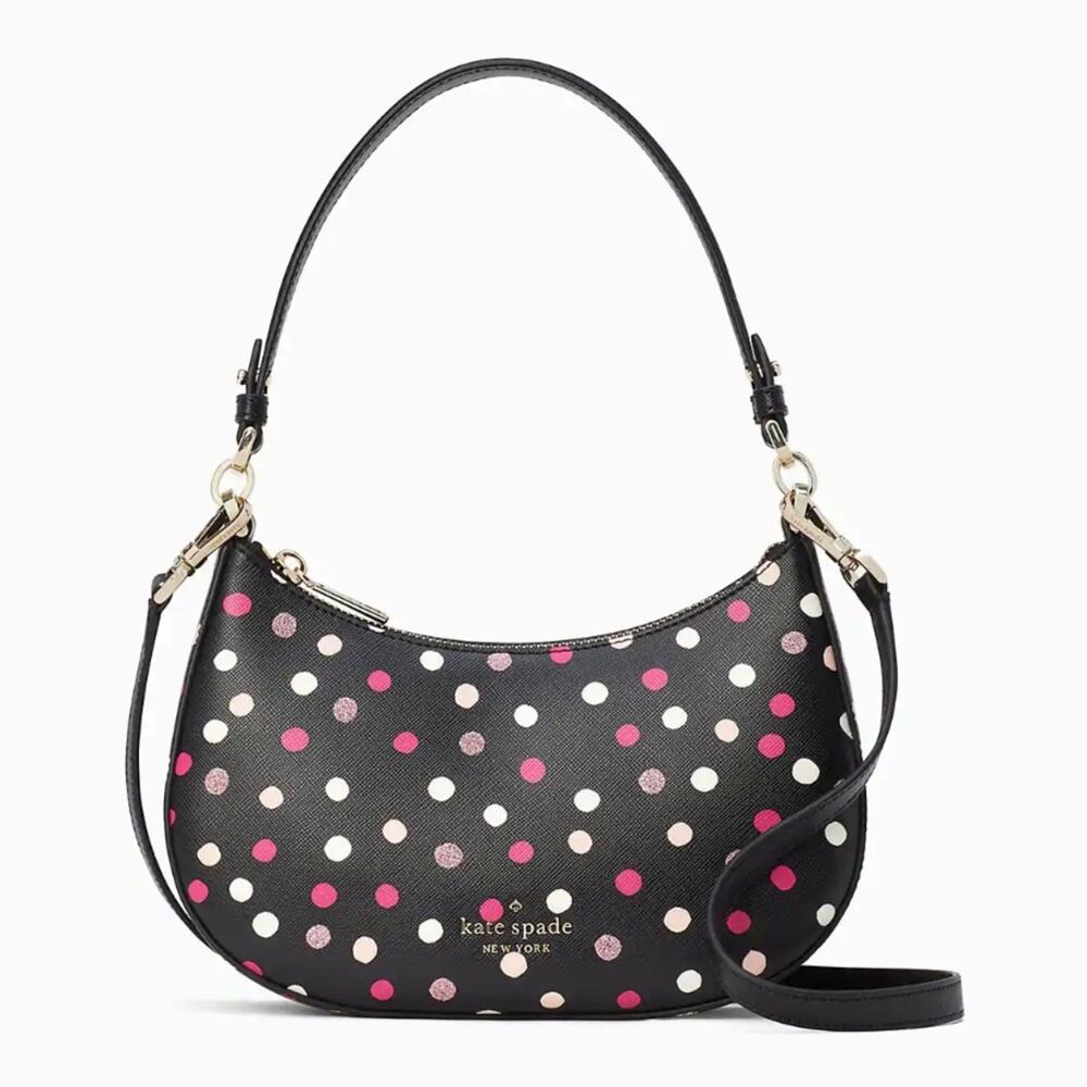 Kate Spade New York Staci Glimmer Polka Dot Half Moon Crossbody Shoulder Bag